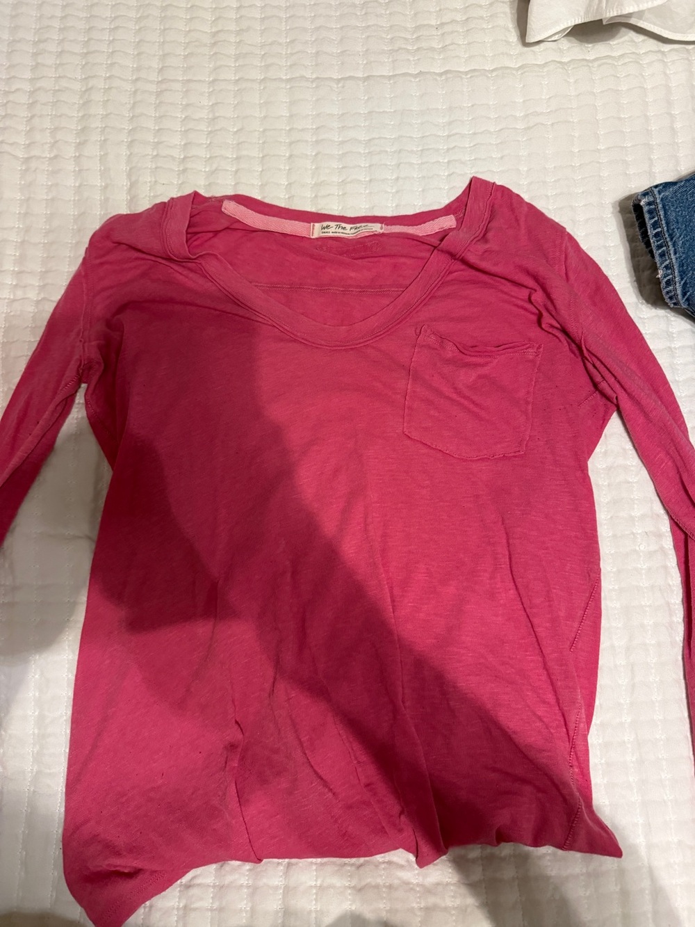 We the Free bright Pink Long Sleeve Pocket Tee